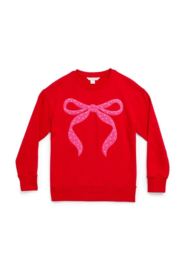 Pearl Bow Classic Sweatshirt Red
