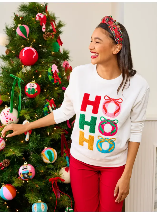 Ho Ho Ho Bows Classic Sweatshirt Ivory