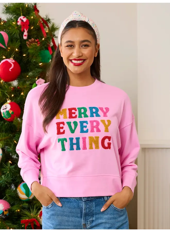 Merry Everything Relaxed Sweatshirt Pink