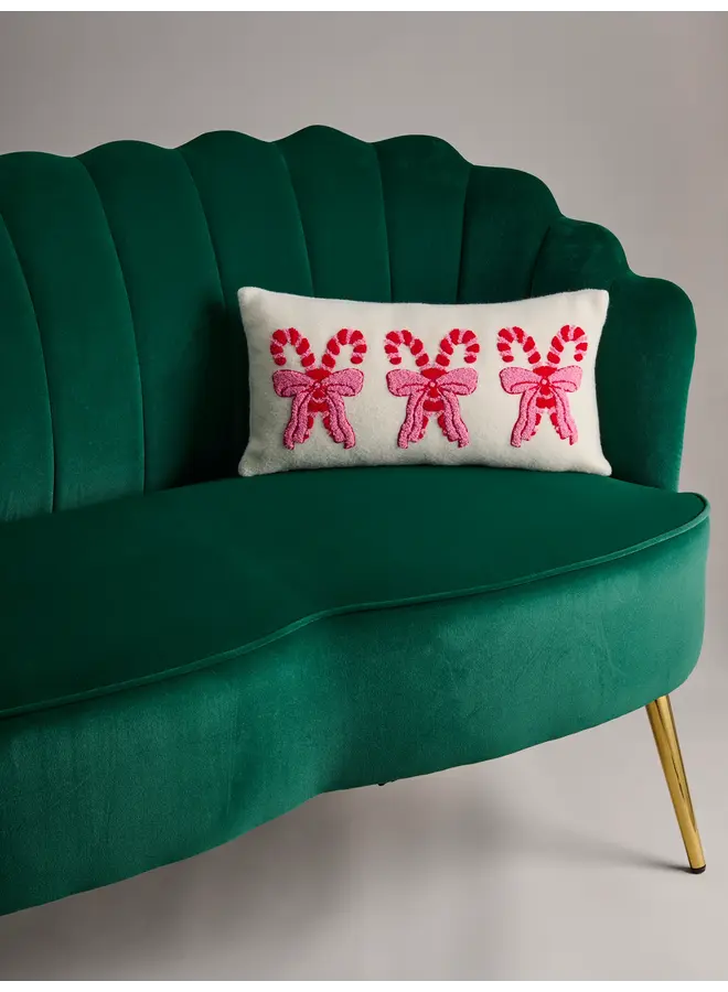 Pretty Candy Cane Pillow Ivory