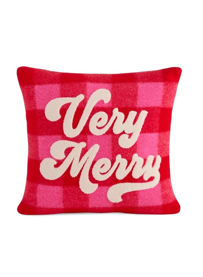 Very Merry Plaid Pillow Red