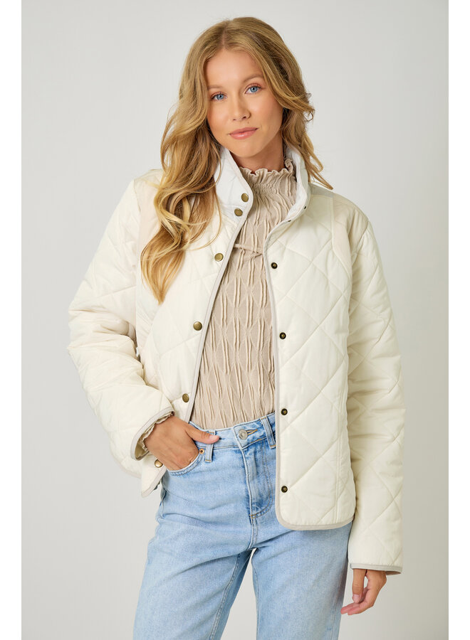 Color Blocked Padded Jacket Ivory