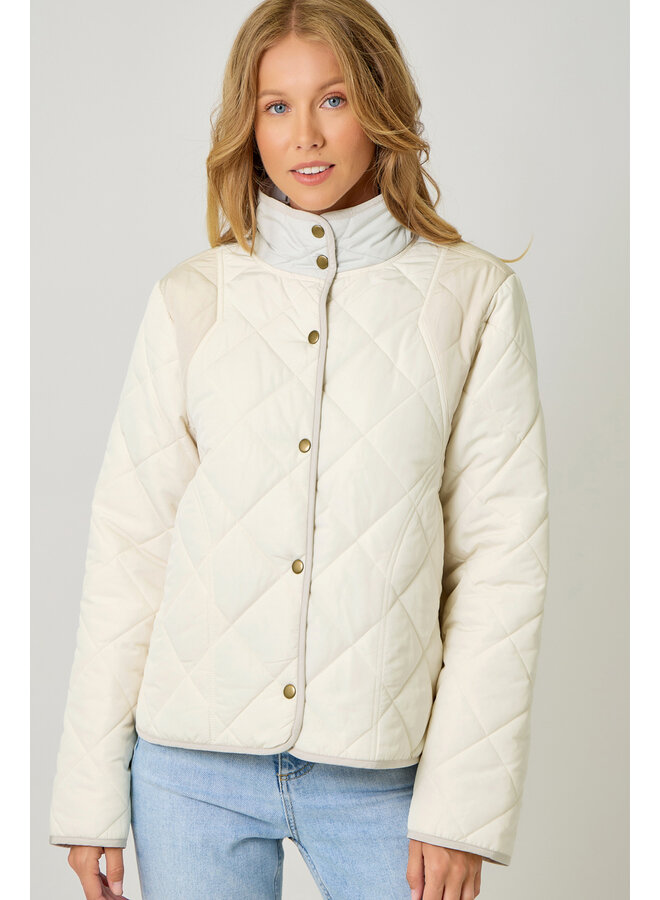 Color Blocked Padded Jacket Ivory