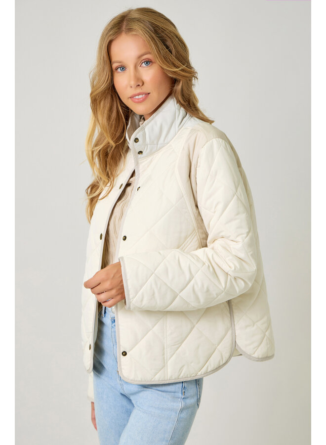 Color Blocked Padded Jacket Ivory