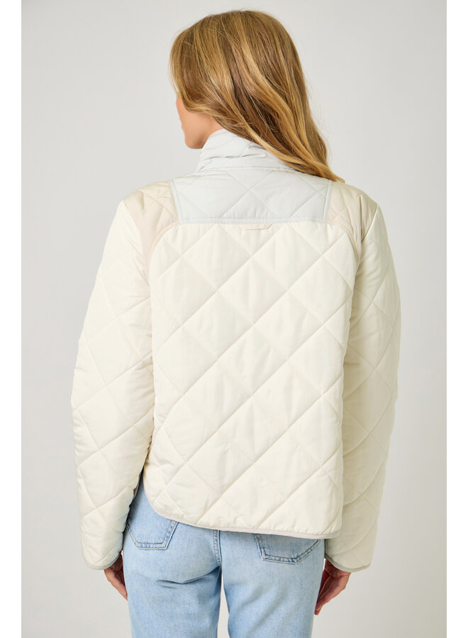 Color Blocked Padded Jacket Ivory