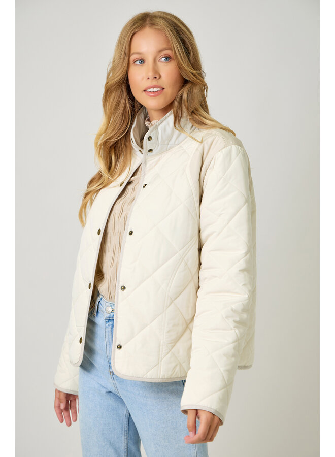 Color Blocked Padded Jacket Ivory