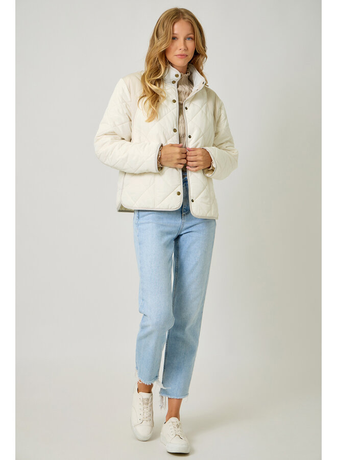 Color Blocked Padded Jacket Ivory