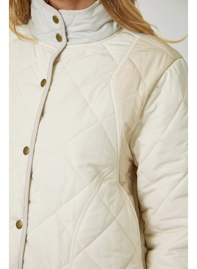 Color Blocked Padded Jacket Ivory