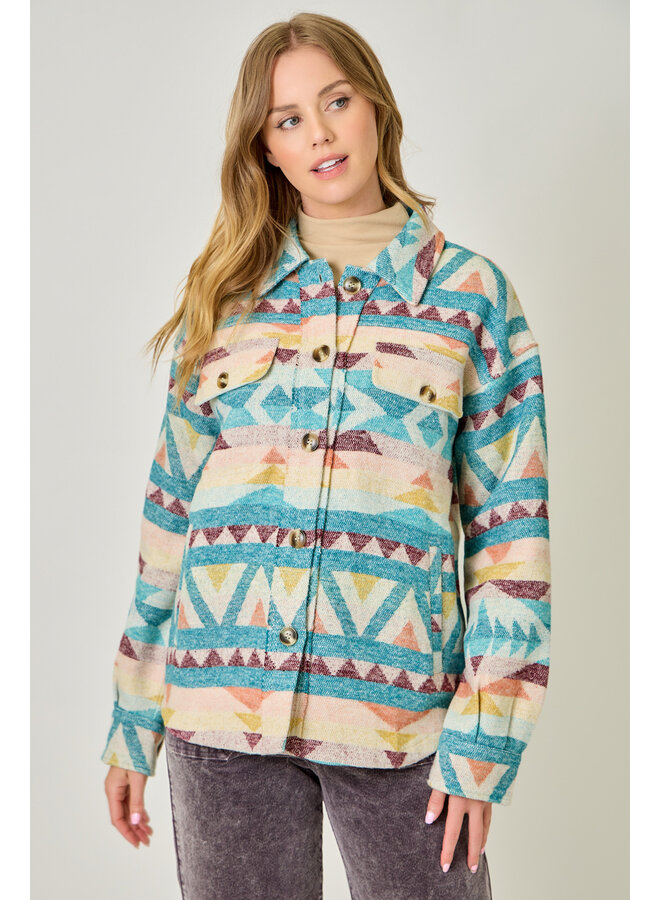 Aztec Shirt Jacket Emerald