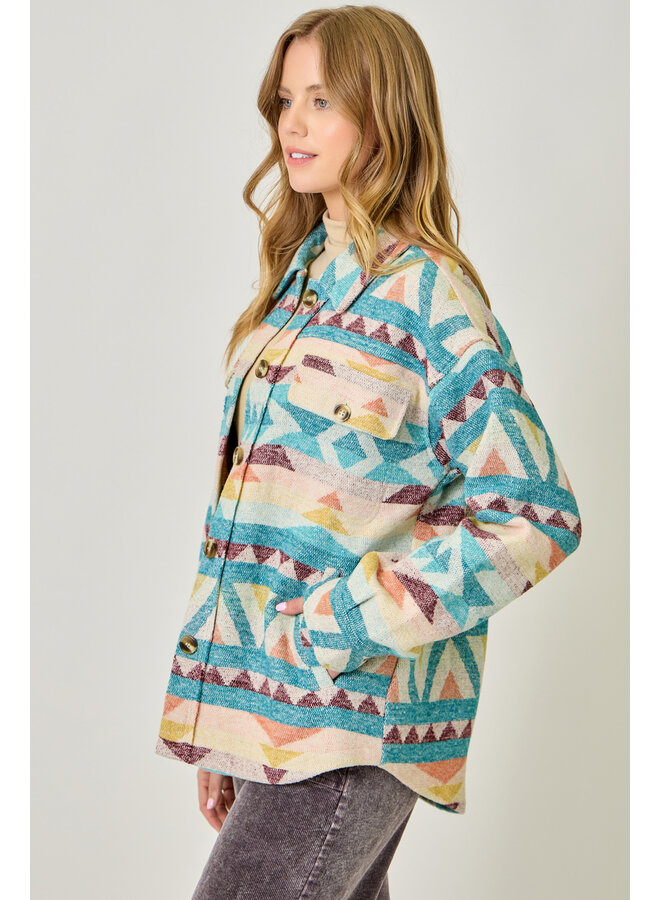 Aztec Shirt Jacket Emerald
