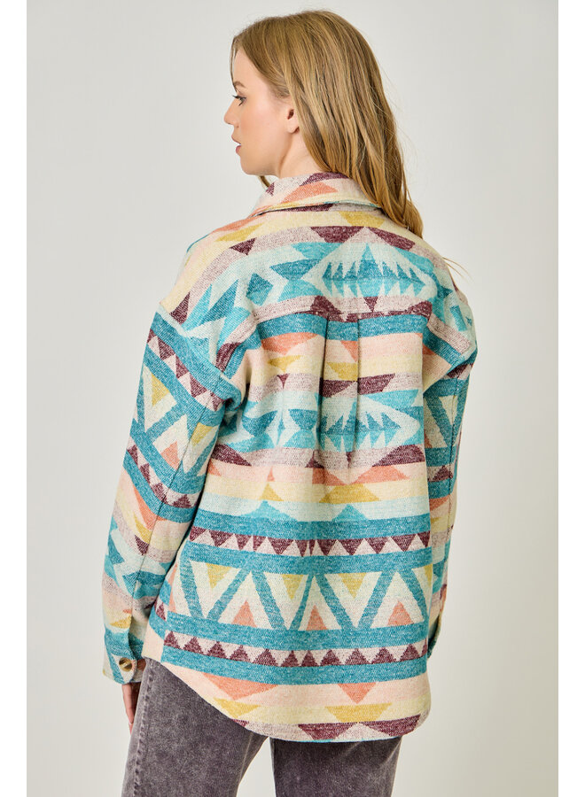 Aztec Shirt Jacket Emerald
