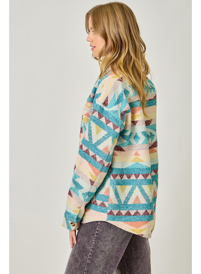 Aztec Shirt Jacket Emerald