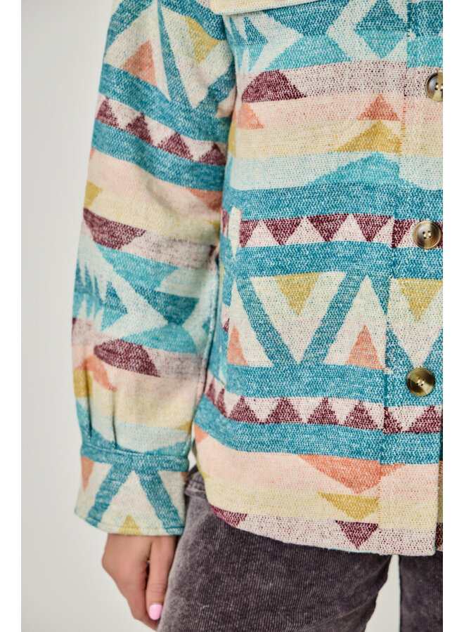 Aztec Shirt Jacket Emerald