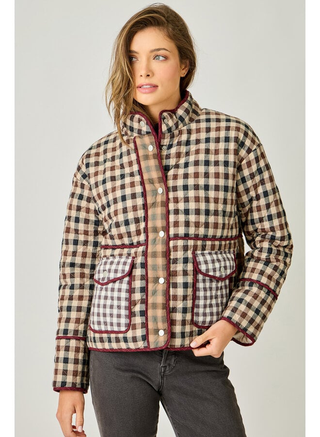 Mixed Media Quilted Jacket Cappuccino