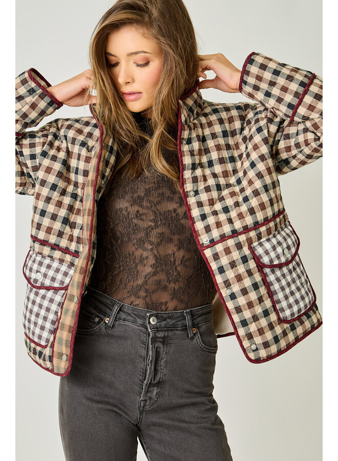 Mixed Media Quilted Jacket Cappuccino