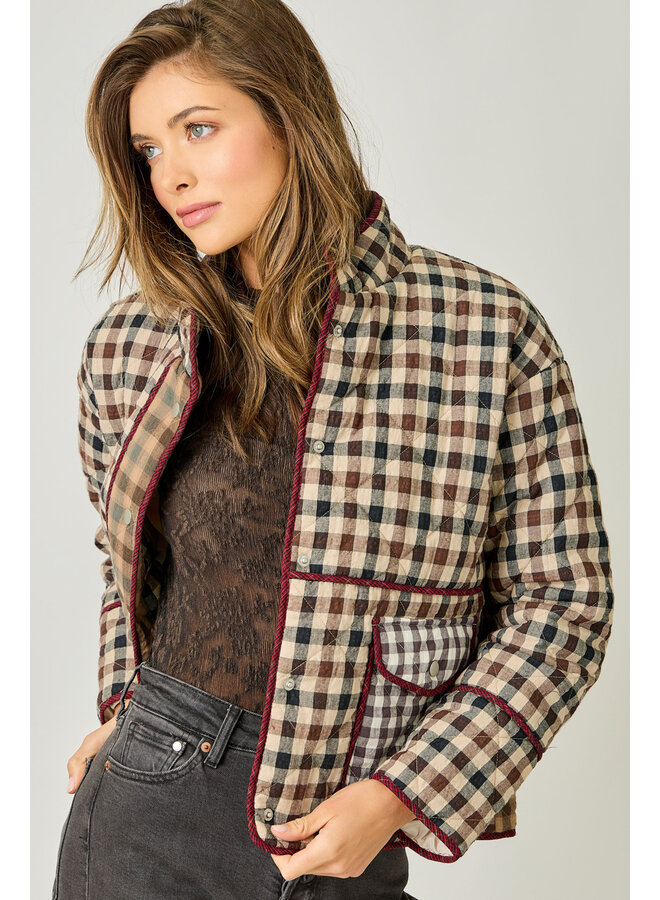 Mixed Media Quilted Jacket Cappuccino