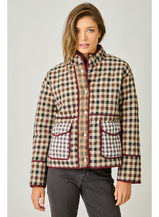 Mixed Media Quilted Jacket Cappuccino