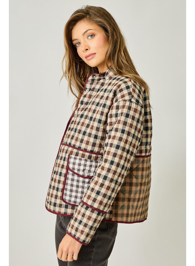 Mixed Media Quilted Jacket Cappuccino