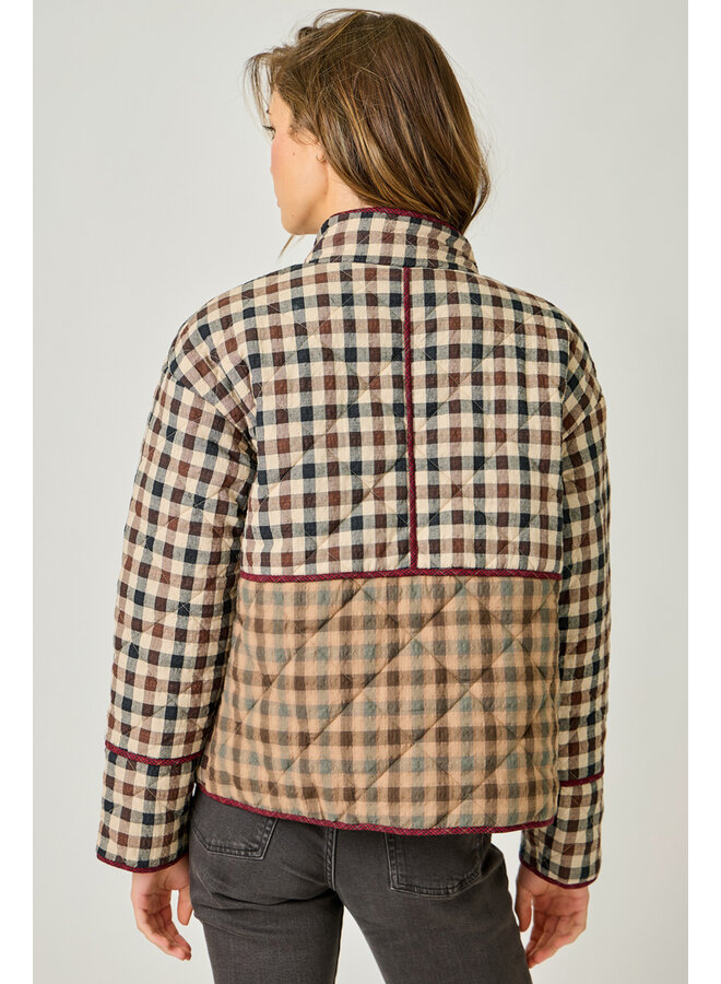 Mixed Media Quilted Jacket Cappuccino
