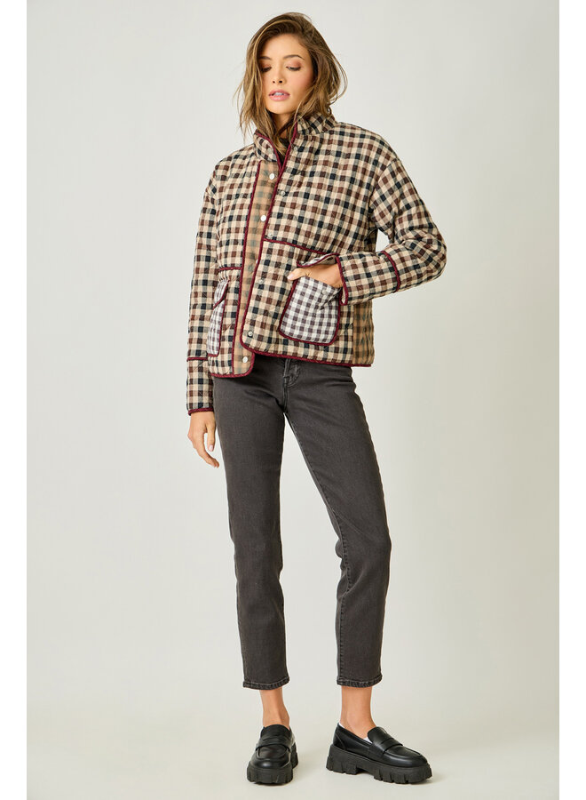 Mixed Media Quilted Jacket Cappuccino