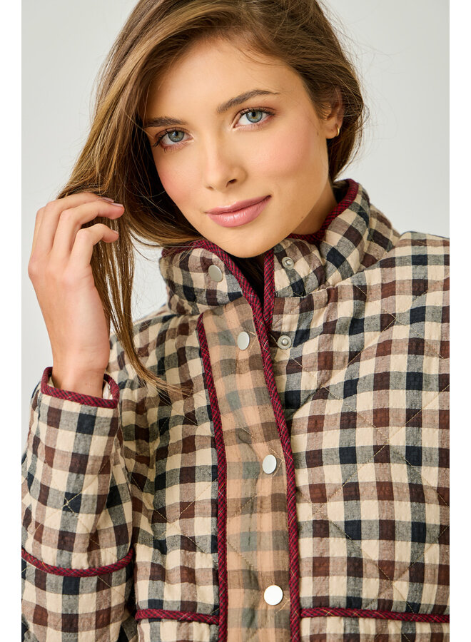 Mixed Media Quilted Jacket Cappuccino