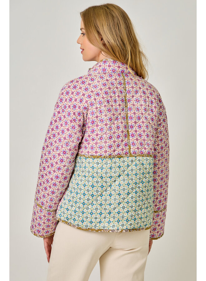 Mixed Media Quilted Jacket Ivory