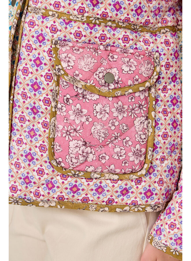 Mixed Media Quilted Jacket Ivory