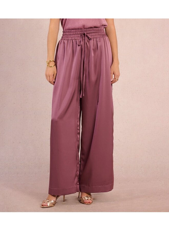 Satin Drawstring Pants Mauve