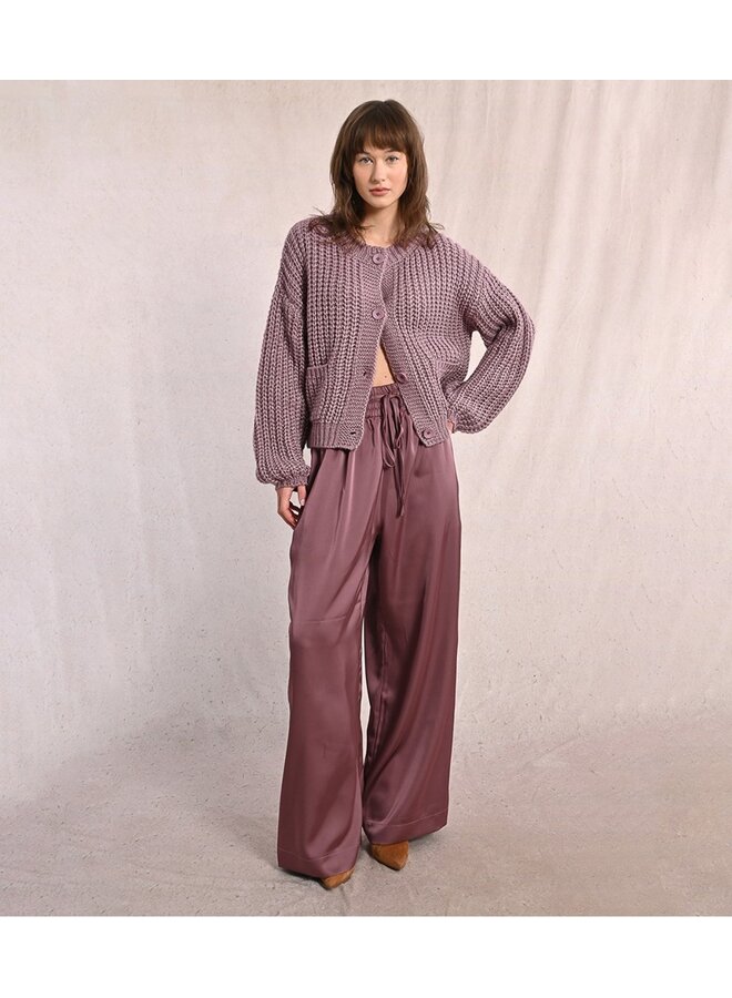 Satin Drawstring Pants Mauve