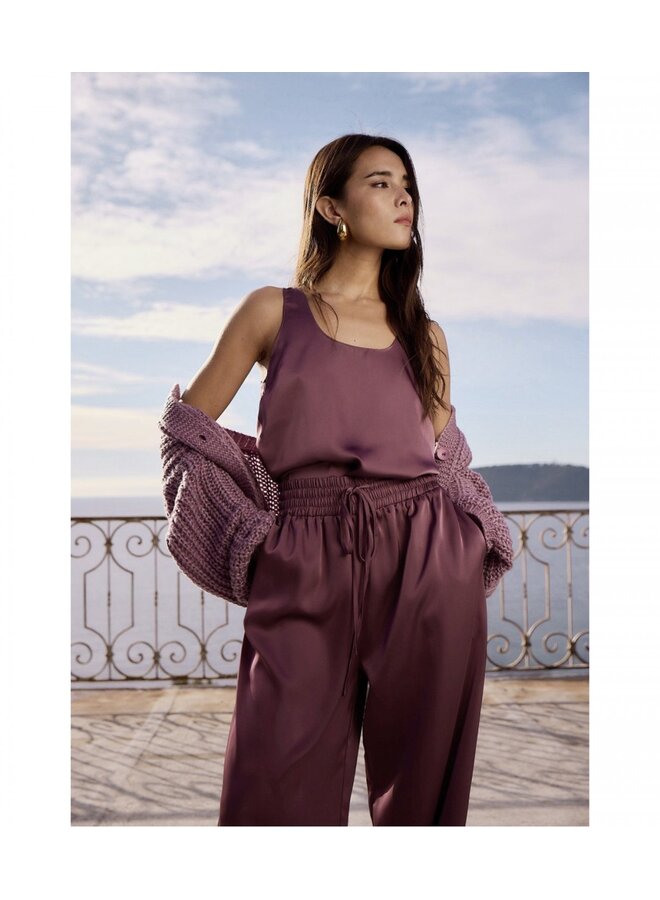 Satin Drawstring Pants Mauve