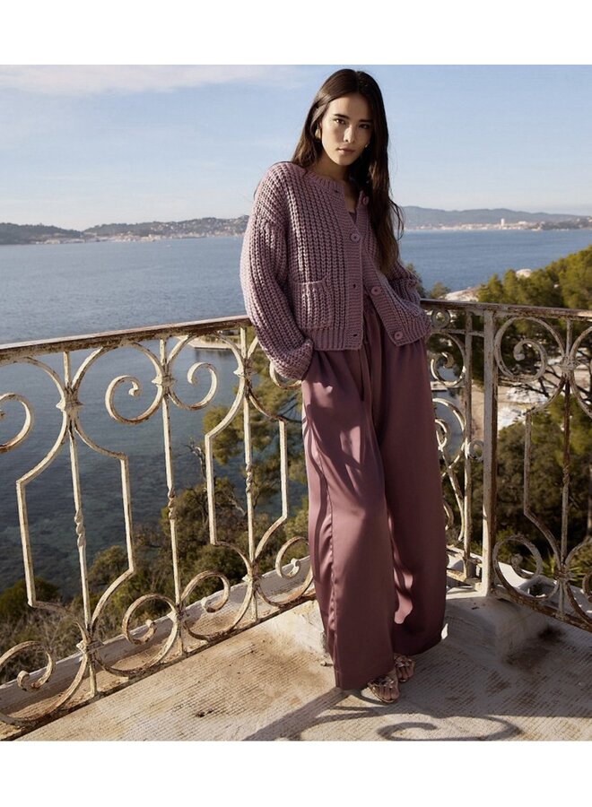 Satin Drawstring Pants Mauve