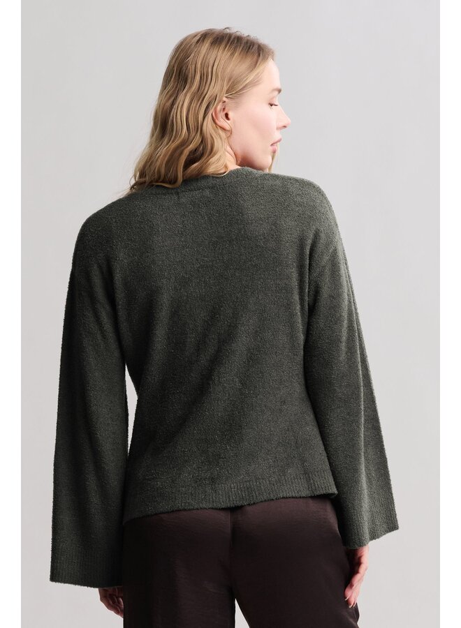 CozyChic Lite Wide Sleeve Button Front Cardigan Dark Moss