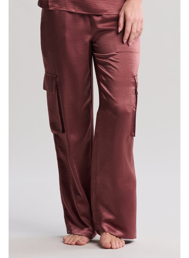 Liquid Satin Wide Leg Cargo Pant Canyon Rose