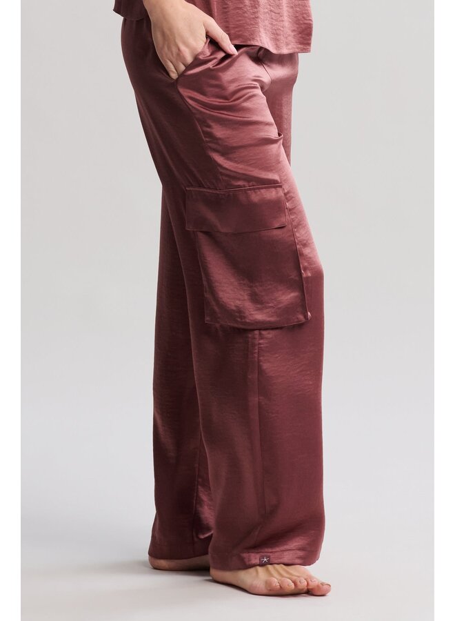 Liquid Satin Wide Leg Cargo Pant Canyon Rose