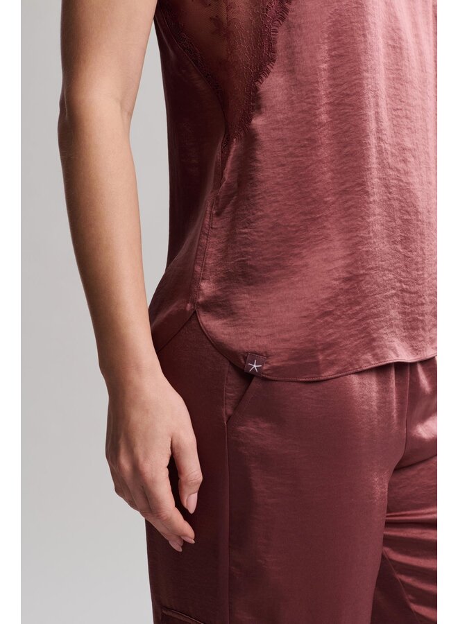 Liquid Satin Wide Leg Cargo Pant Canyon Rose