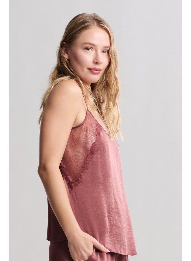 Liquid Satin Lace Camisole Canyon Rose