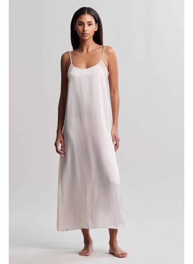 Liquid Satin Lace Slip Dress Sand Dune