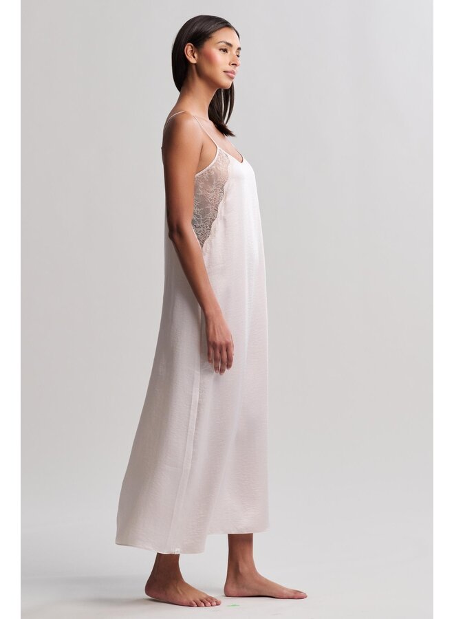 Liquid Satin Lace Slip Dress Sand Dune