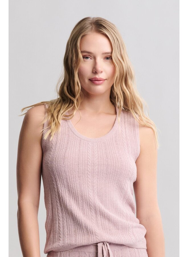 CozyChic Cable Knit Tank Teaberry