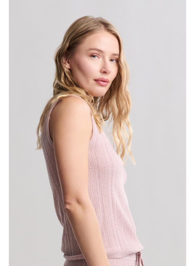 CozyChic Cable Knit Tank Teaberry