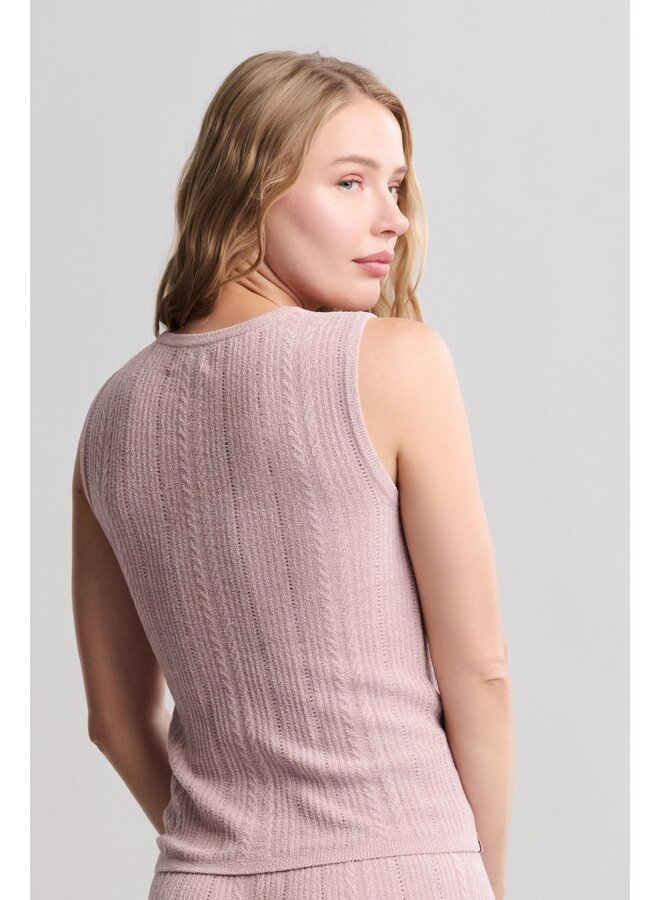 CozyChic Cable Knit Tank Teaberry