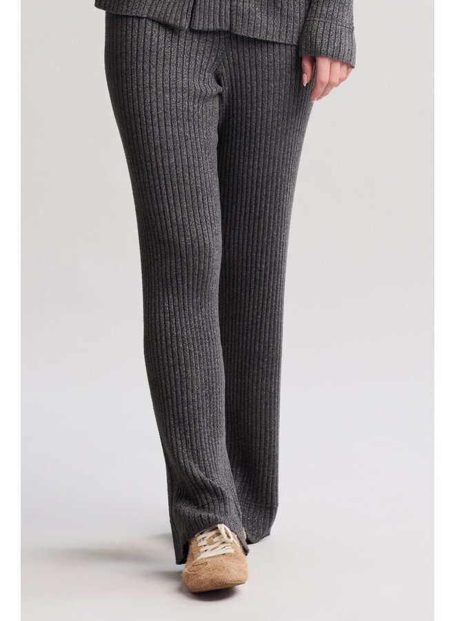 Lurex Rib Wide Leg Pant Carbon