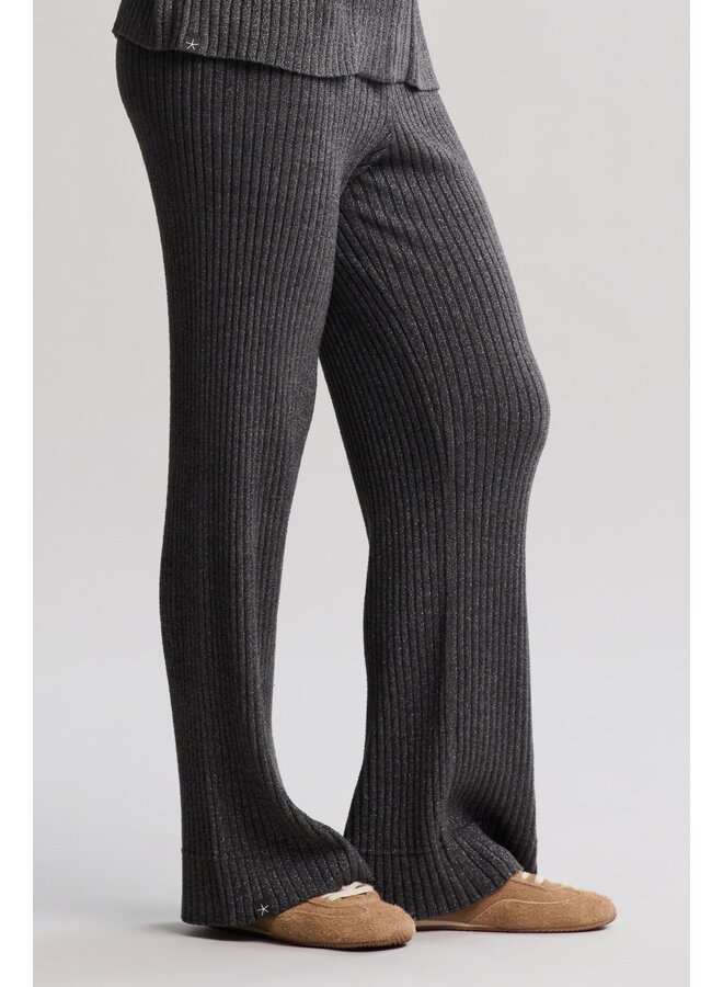 Lurex Rib Wide Leg Pant Carbon