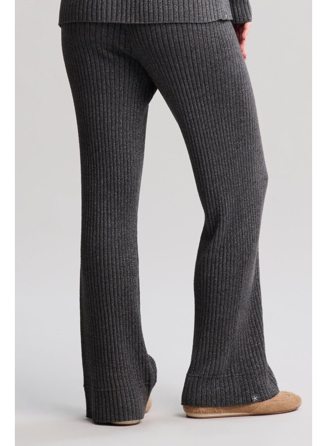 Lurex Rib Wide Leg Pant Carbon
