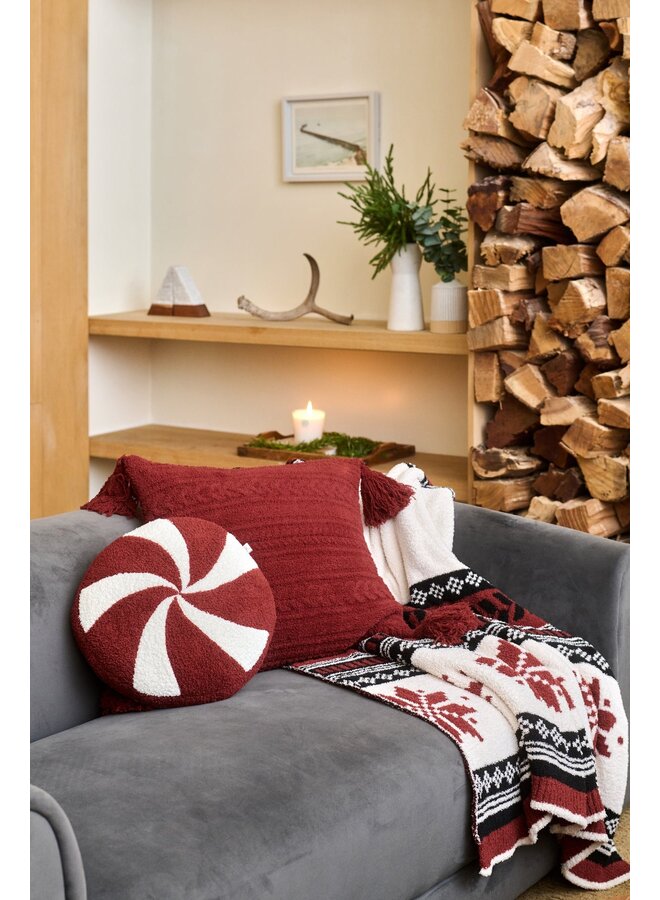 CozyChic Cable Pillow Crimson