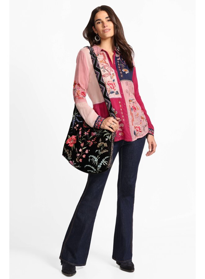 Marcia Color Block Shirt Georgina Red Bud