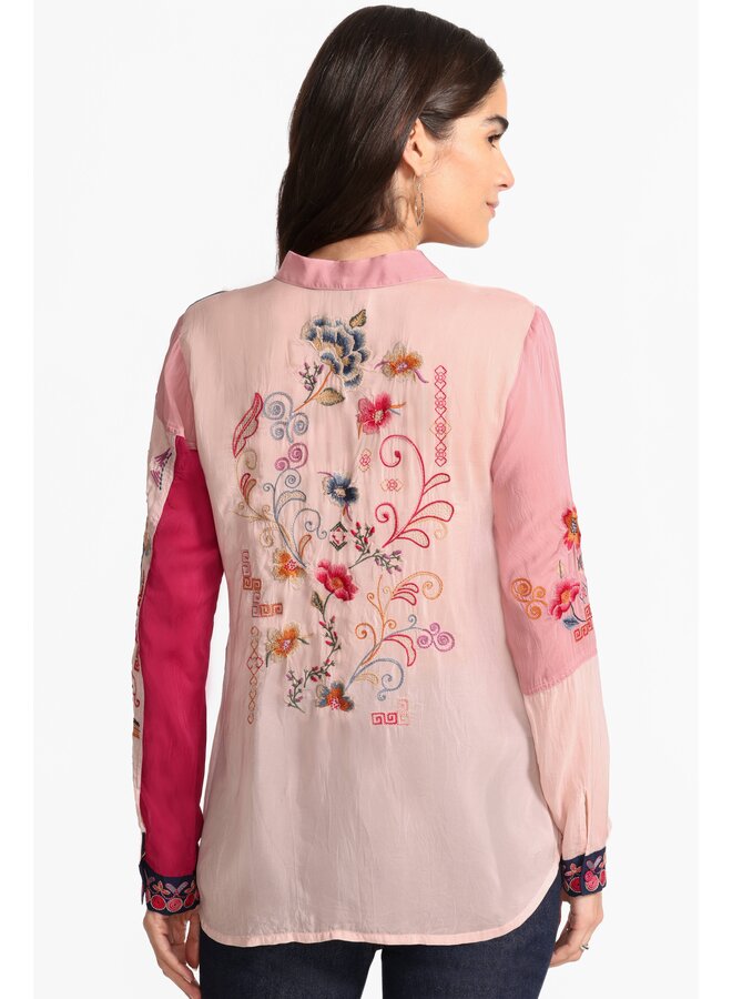 Marcia Color Block Shirt Georgina Red Bud