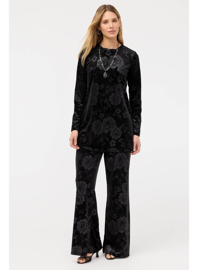 Embossed Stretch Velvet Tunic Black