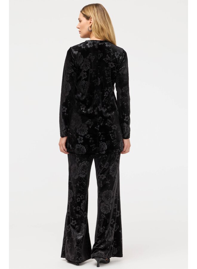 Embossed Stretch Velvet Tunic Black