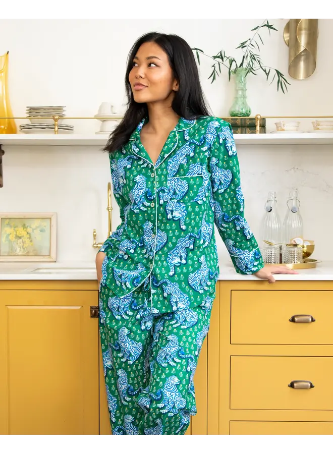 Tiger Queen Long PJ Set Jade